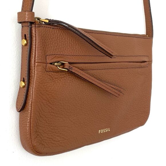 Fossil Gemma small pebbled leather crossbody bag in a brown